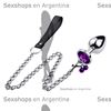 Joya anal violeta con correa